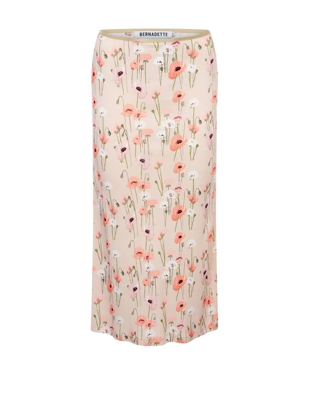NEW BERNADETTE women's printed jersey midi skirt in smaller poppies
